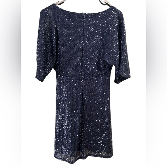 Lulus navy blue sequin faux wrap mini dress - Picture 6 of 7